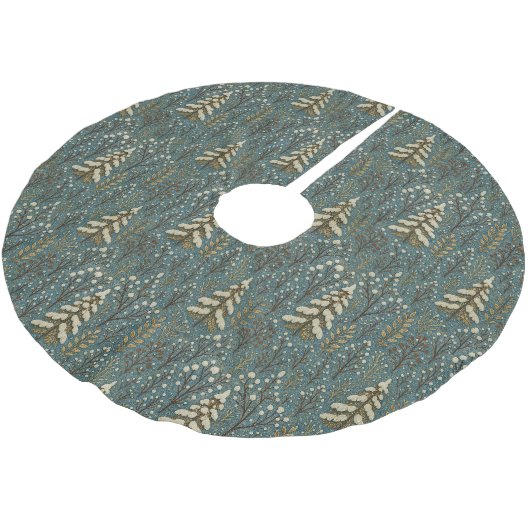 Classic Snowy Winter Forest Trees Art Pattern Polyester Weihnachtsbaumdecke (Schrägansicht)