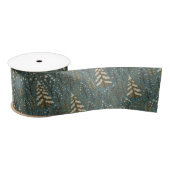 Classic Snowy Winter Forest Trees Art Pattern Satinband (Spule)