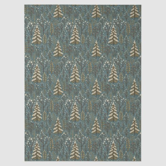 Classic Snowy Winter Forest Trees Art Pattern Seidenpapier (Vorderseite)