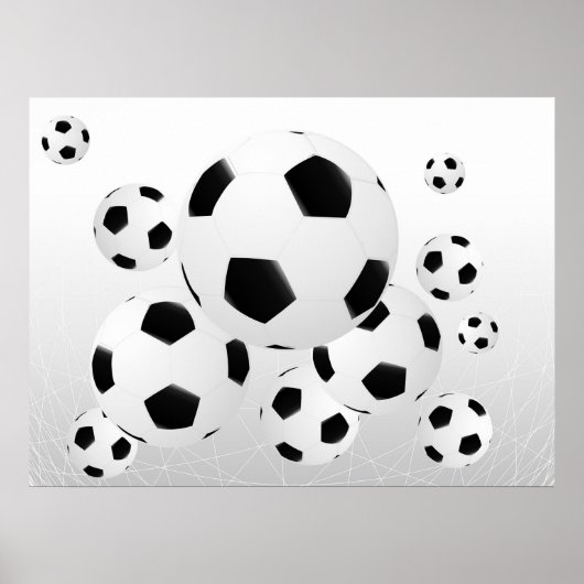 Classic Soccer Football Balls Flying Sports Poster (Vorne)