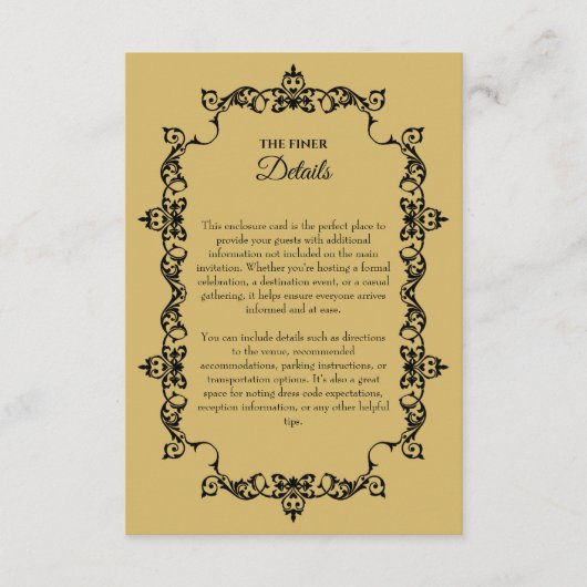 Classic Soft Gold Ornately Framed Wedding Begleitkarte (Vorderseite)