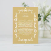 Classic Soft Gold Ornately Framed Wedding Begleitkarte (Stehend Vorderseite)