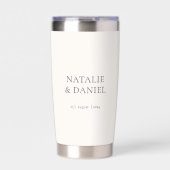 Classic Soft Ivory und Charcoal Wedding Thermobecher (Vorderseite)