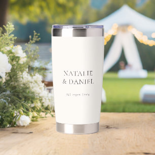 Classic Soft Ivory und Charcoal Wedding Thermobecher