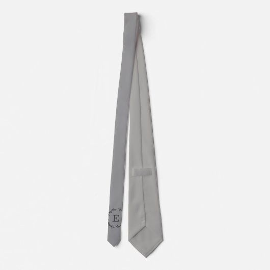 Classic Solid Gray Formal Letter Monogramm Krawatte (Rückseite)