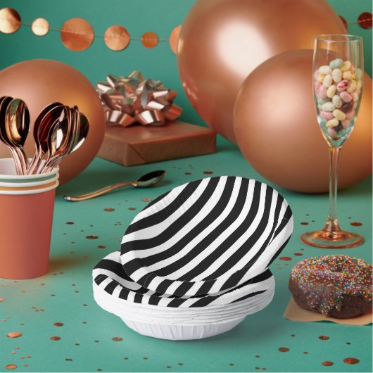Classic Solid weiß und schwarz Streifen 7 Zoll Pappteller (Multi)