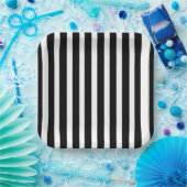 Classic Solid White and Black Striped 9" Square Pappteller (Party)