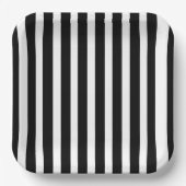 Classic Solid White and Black Striped 9" Square Pappteller (Vorderseite)