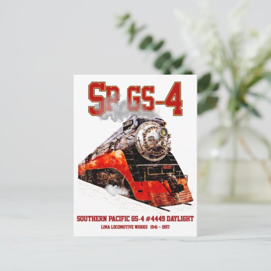 Classic Southern Pacific GS-4 Dampflokomotive Postkarte (Stehend Vorderseite)