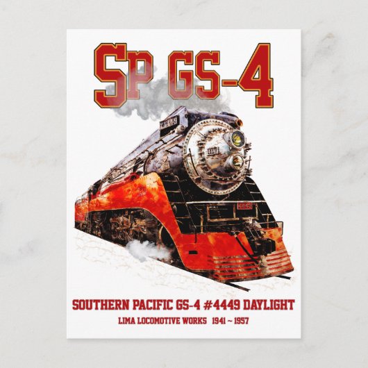 Classic Southern Pacific GS-4 Dampflokomotive Postkarte (Vorderseite)