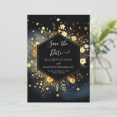 Classic Space Celestial Wedding Save The Date (Stehend Vorderseite)