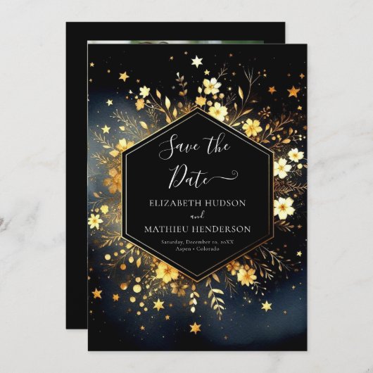 Classic Space Celestial Wedding Save The Date (Vorne/Hinten)