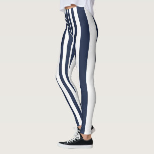 Classic Sporty Deep Blue Striping Design Leggings