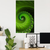 Classic Spring Green Spiral Fraktal Abstrakt Poster (Heimbüro)