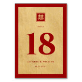 Classic Square Double Xi Golden Chinese Wedding Tischnummer (Rückseite)