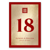 Classic Square Double Xi Red Gold Chinesisch Hochz Tischnummer (Rückseite)