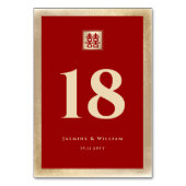 Classic Square Double Xi Red Gold Chinesisch Hochz Tischnummer (Vorderseite)