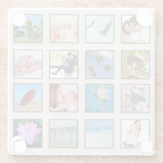 Classic Square Frame Foto Collage Glasuntersetzer (Rückseite)