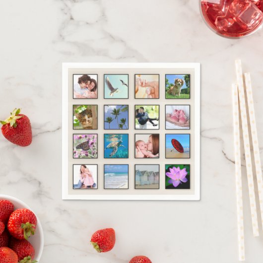 Classic Square Frame Foto Collage Serviette (Beispiel)