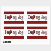 Classic Square Sticker/I Liebe my Dog Rechteckiger Aufkleber (Blatt)