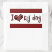 Classic Square Sticker/I Liebe my Dog Rechteckiger Aufkleber (Tasche)