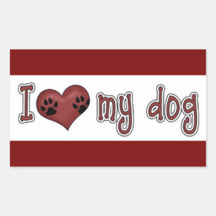 Classic Square Sticker/I Liebe my Dog Rechteckiger Aufkleber