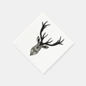 Classic Stag Deer Head Black Gray Animal Serviette (Ecke)