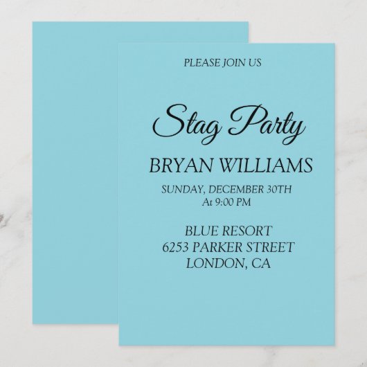 Classic Stag Party Einladung (Vorne/Hinten)