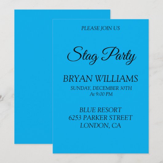 Classic Stag Party Einladung (Vorne/Hinten)
