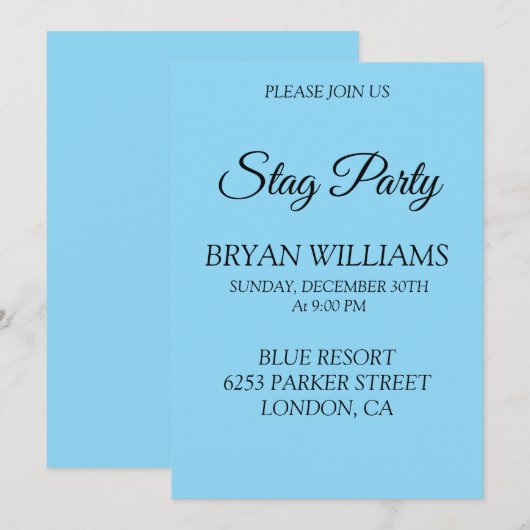 Classic Stag Party Einladung (Vorne/Hinten)