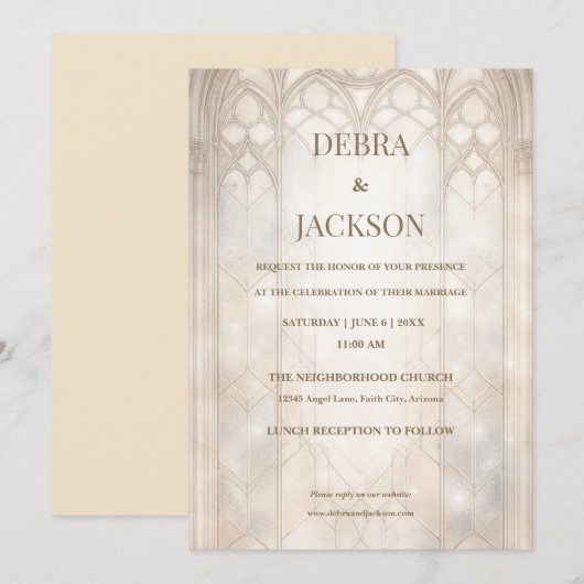 Classic Stained Glass Cathedral- Champagne Gold Einladung (Vorne/Hinten)