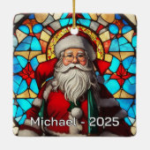 Classic Stained Glass Santa Keramikornament (Rückseite)