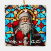 Classic Stained Glass Santa Keramikornament (Vorderseite)