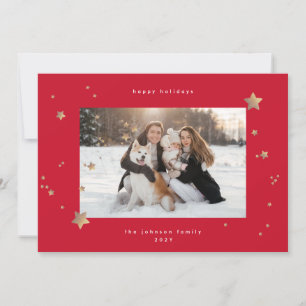 Classic Starry Night RED Christmas Foto Happy Feiertagskarte