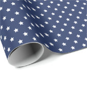 Classic Stars White - Navy Blue Geschenkpapier (Rolleneckpunkt)