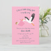 Classic Stork Baby Shower Einladung (Stehend Vorderseite)