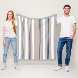 Classic Stripe Beige, white and blue  Fleecedecke