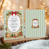Classic Stripe Red Bow Christmas Party Einladung