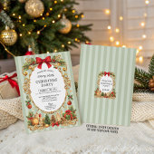 Classic Stripe Red Bow Christmas Party Einladung