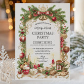 Classic Stripe Red Bow Christmas Party Invitation Einladung