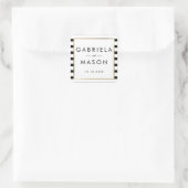 Classic Stripe Wedding | Imitate Gold Foil Quadratischer Aufkleber (Tasche)