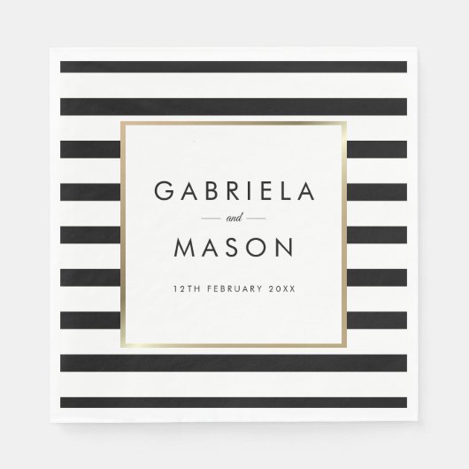 Classic Stripe Wedding | Imitate Gold Foil Serviette (Vorderseite)