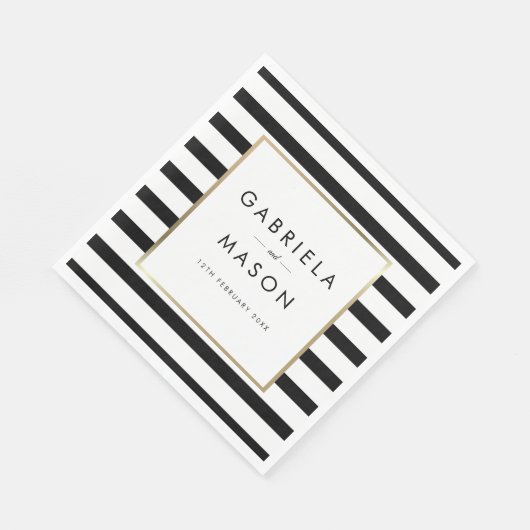 Classic Stripe Wedding | Imitate Gold Foil Serviette (Ecke)