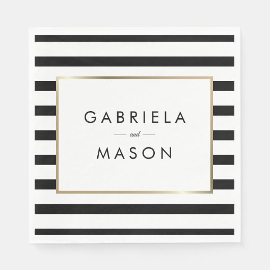 Classic Stripe Wedding | Imitate Gold Foil Serviette (Vorderseite)