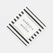 Classic Stripe Wedding | Imitate Gold Foil Serviette (Ecke)