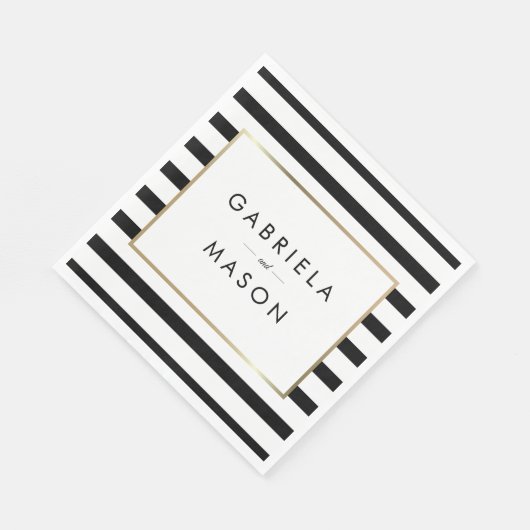 Classic Stripe Wedding | Imitate Gold Foil Serviette (Ecke)