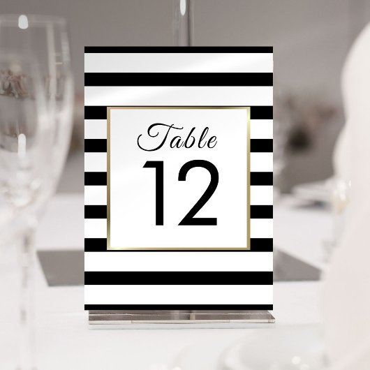Classic Stripe Wedding | Imitate Gold Foil Tischnummer
