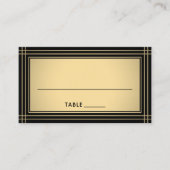 Classic Striped Border Chic Black & Gold Escort / Platzkarte (Vorderseite)