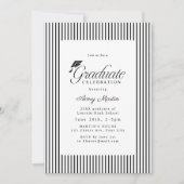 Classic Striped Elegance Script Photo Graduation Einladung (Vorderseite)