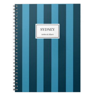 Classic Striped Notebook Custom Name Journal  Notizblock